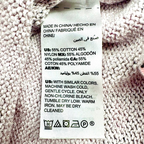 Chico's Blush Pink Paisley Sweater Sz 3 (XL) 3/4 Roll Tab Sleeve Romantic Cotton - Picture 8 of 12